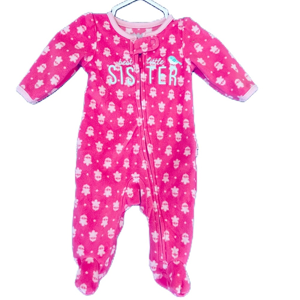 CARTER’S Baby girls Sz newborn month pink ruffle bottom footed sleeper outfit